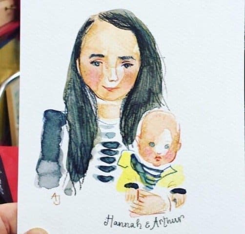 Andrea Joseph sketch of a mother and a baby