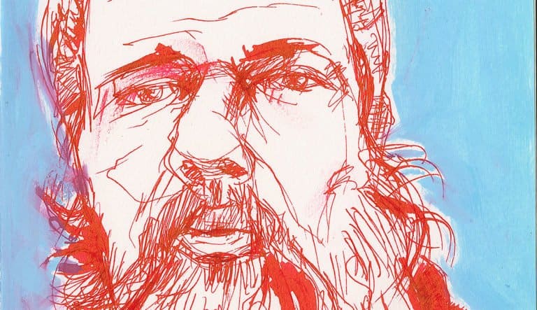 Roz Stendahl sketches at a state fair