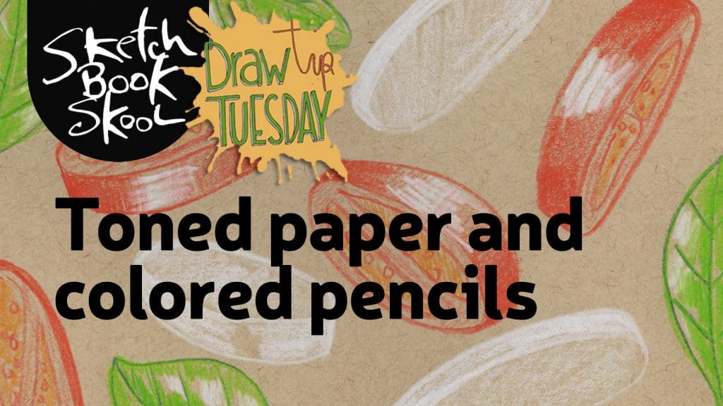 toned paper and colored pencils