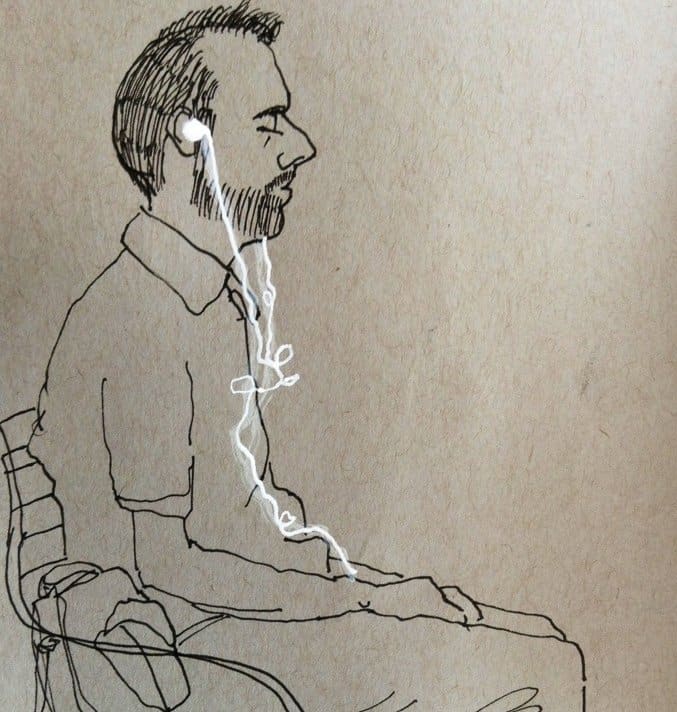 man listening to his favorite podcast