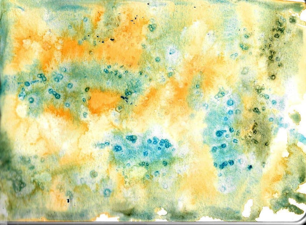 Salt adds texture to watercolor flowers.