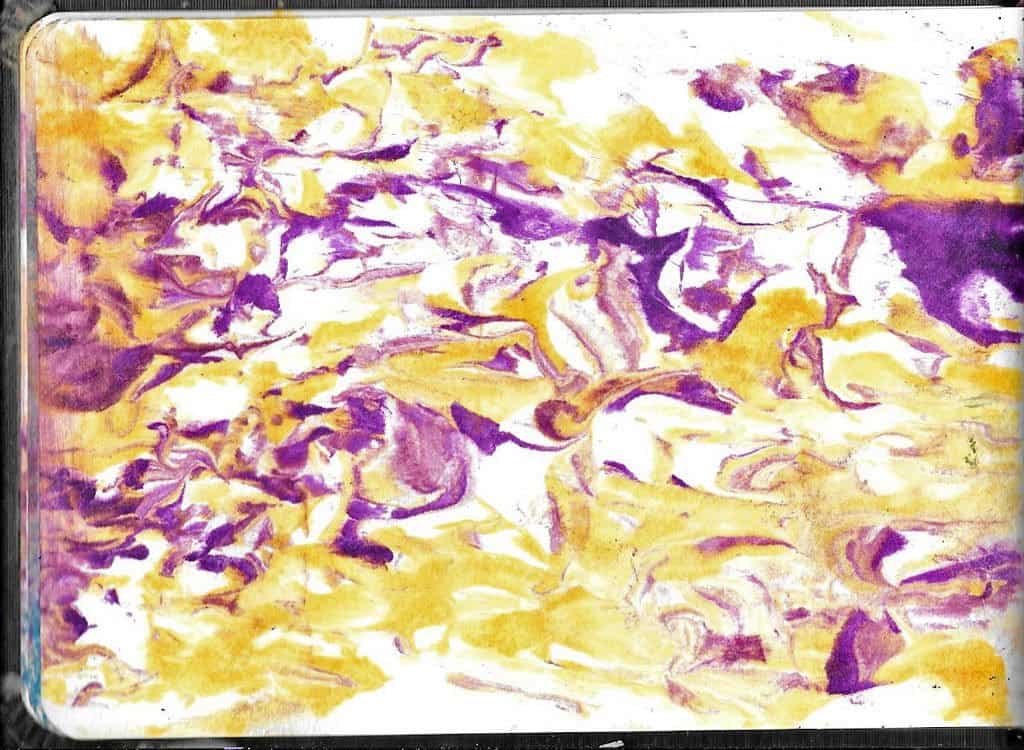 Shaving cream adds texture to different wet mediums.