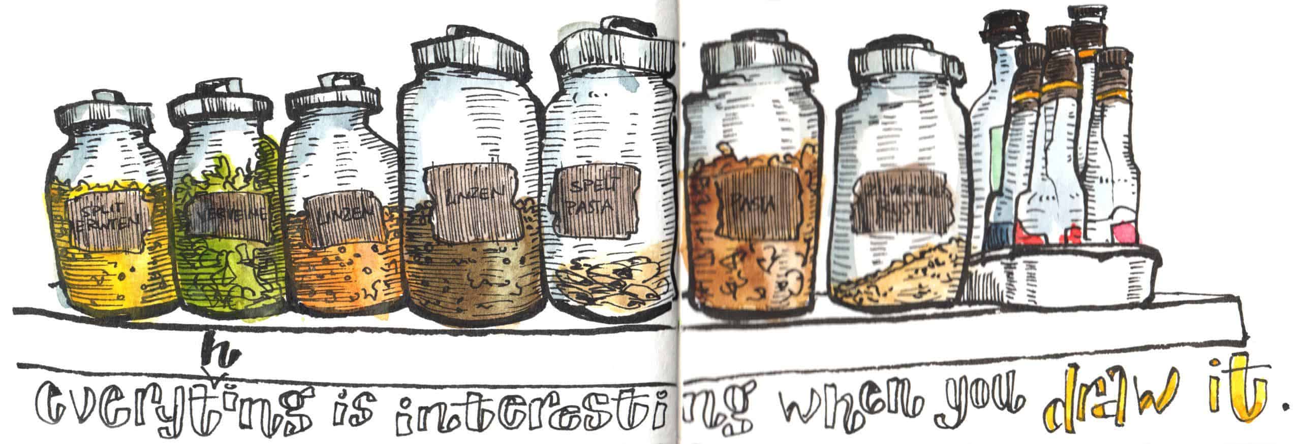 Don't overthink the things around you as great subjects for your empty sketchbook page. 