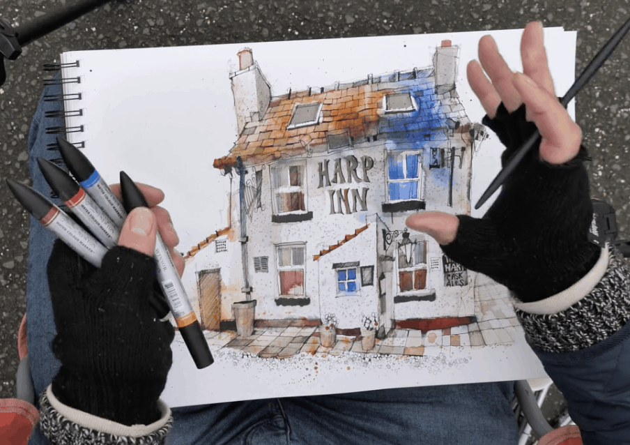 Supplies for Urban Sketching in Paint a Pub